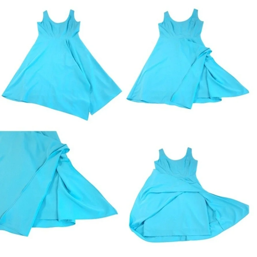 Belle Badgley Mischka Dress Size 4 Blue Sleeveless Layered Asymmetrical Cocktail
